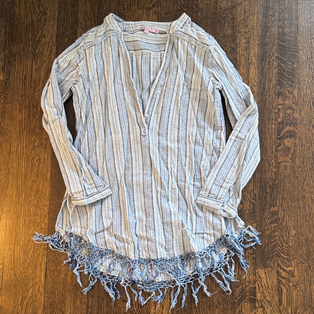 Calypso St. Barth Blue and Cream Striped Coverup